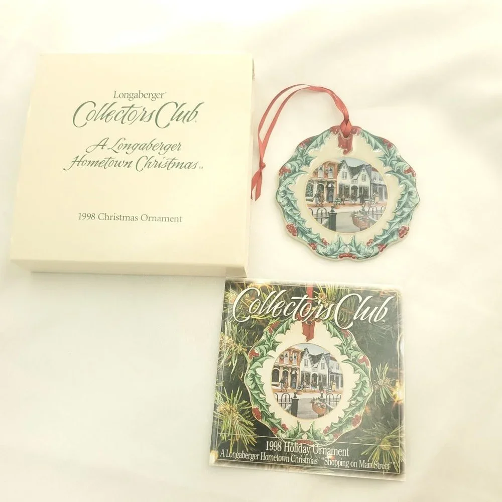 Longaberger Cream Collectors Club Hometown 1998 Christmas University Ornament